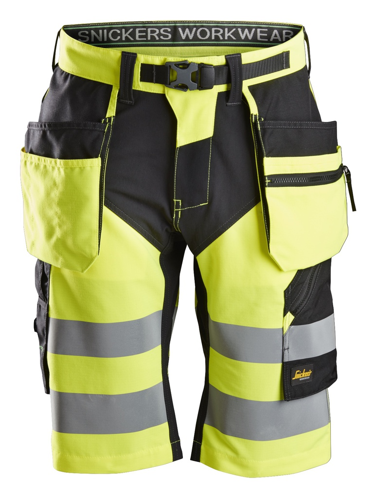 Snickers Workwear FlexiWork, High-Vis Korte Broek+ met Holsterzakken Klasse 1 6933